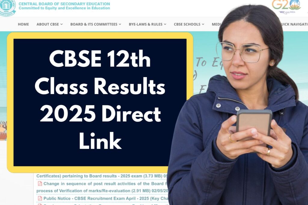 CBSE 12th Results 2025: www.cbse.gov.in CBSEBoard 12th Class Marksheet Direct Link